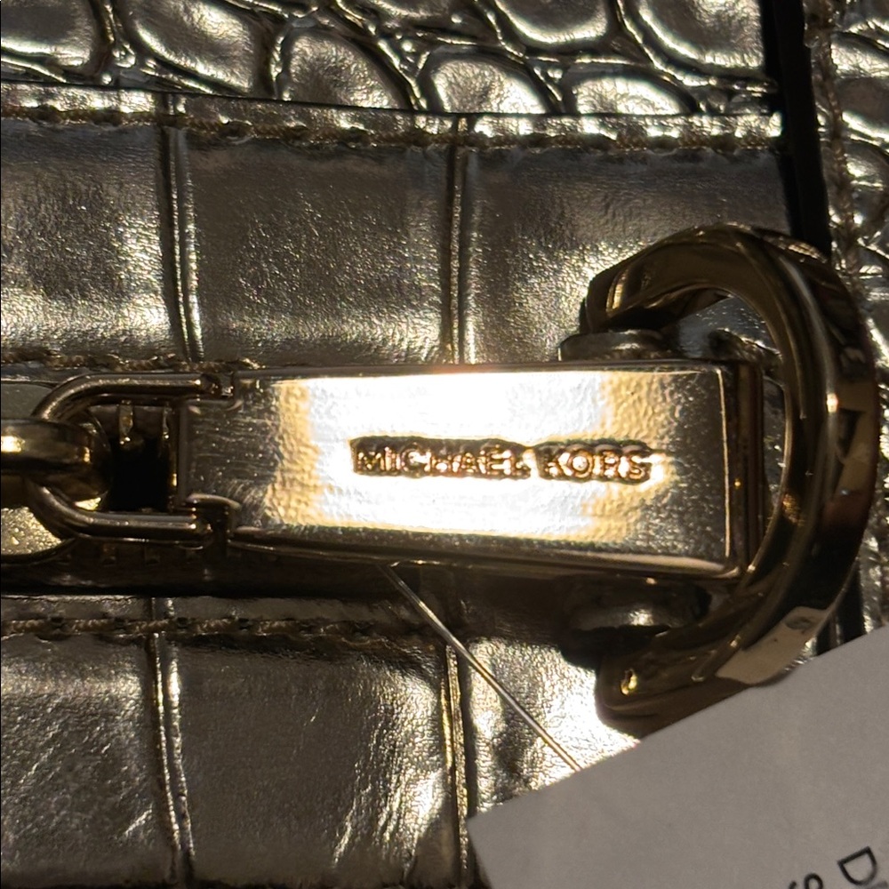 Michael Kors Bedford Travel Pale Gold XL Weekender Embossed Leather - Picture 10 of 15